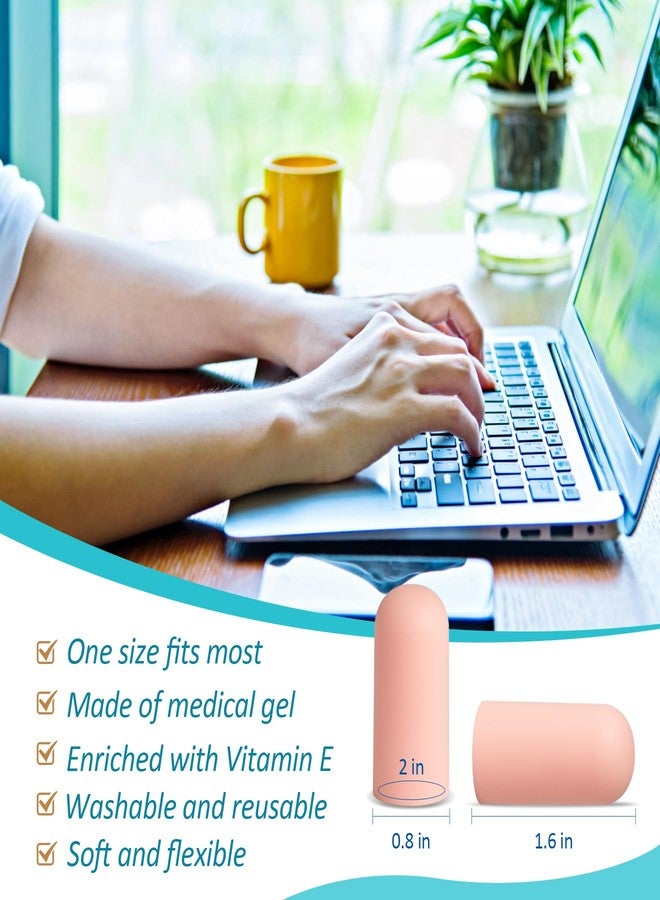 بنرسكتر واقيات وأغطية أصابع Pnrskter - 8 قطع من أكمام الأصابع المصنوعة من السيليكون لعلاج التهاب المفاصل والأكزيما وتشقق الأصابع - أغطية ناعمة لتخفيف الألم والحماية اليومية (لون بيج، مقاس متوسط) - Image 3